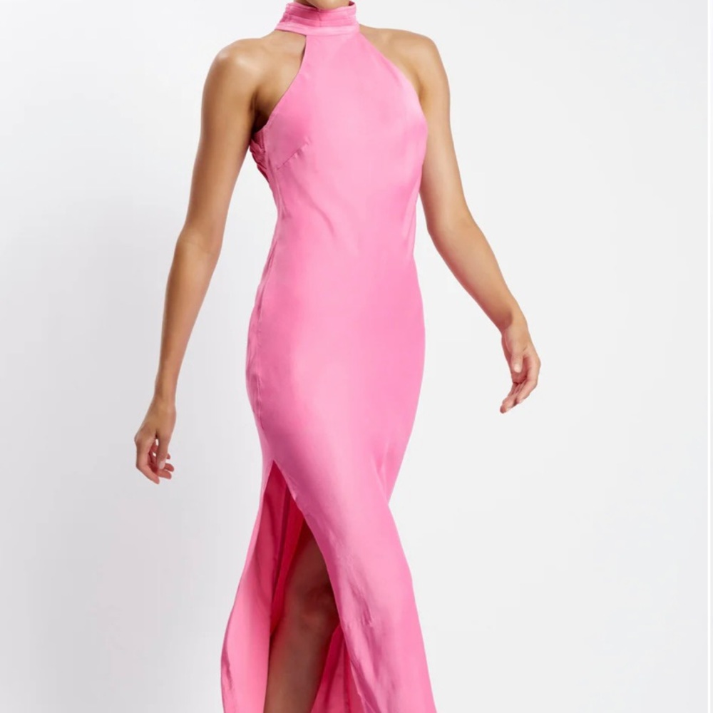 MESHKI CLAIRE LONG PINK DRESS